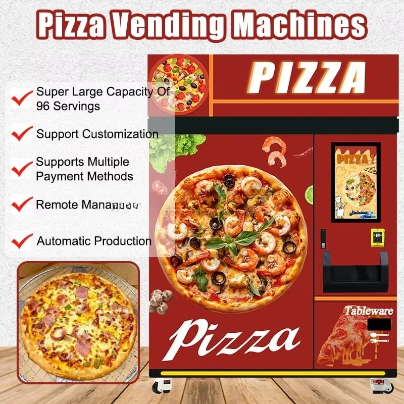 Customized China Large Capacity 96 Pcs Outdoor Commercial Self Service Smart Fully Automatic Frozen Pizza Vending Machine For Sa