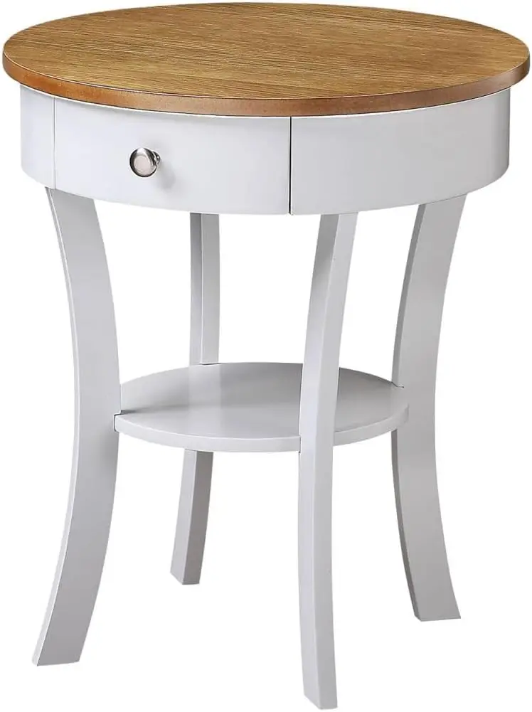 Classic Accents Schaffer 1 Drawer End Table With Shelf, Driftwood/White