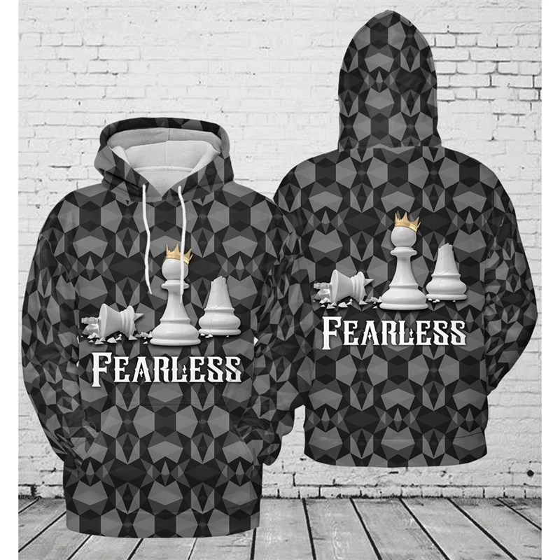 Graphic Chess Men's Fashion Print Hoodie Streetwear Hoodies Long Sleeve Hooded Sweatshirts 2024 Daily Casual Men Women Oullovers