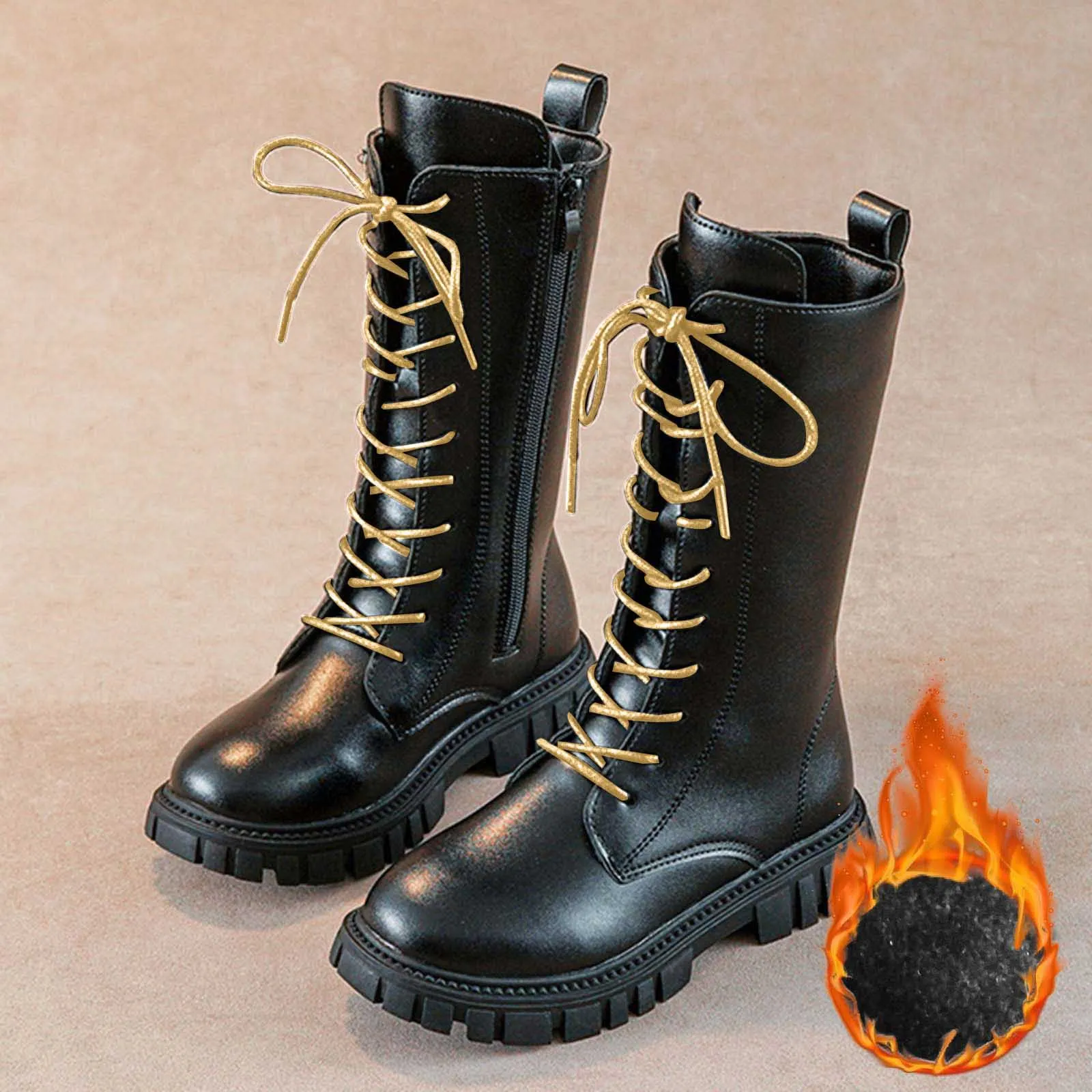 Children Knee Length Boots New 2025 Autumn Student Girls Princess Boots Kids Zipper Comfortable Non Slip Solid Color Long Boots
