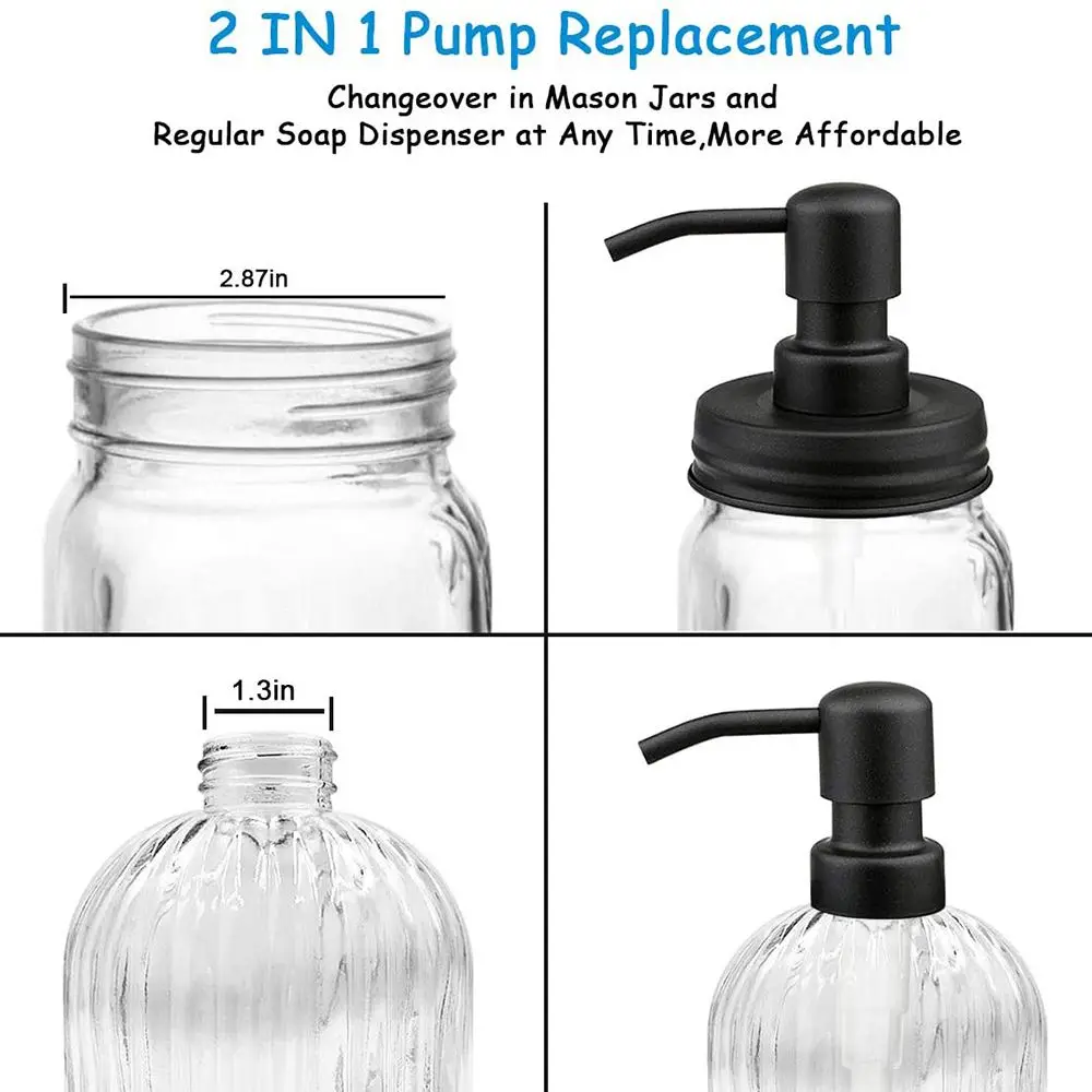 Mason Jar Liquid Soap Dispenser Lids Pump Sealing Stainless Steel Bottles Lid For Regular Mouth Canning Lids Jar Caps