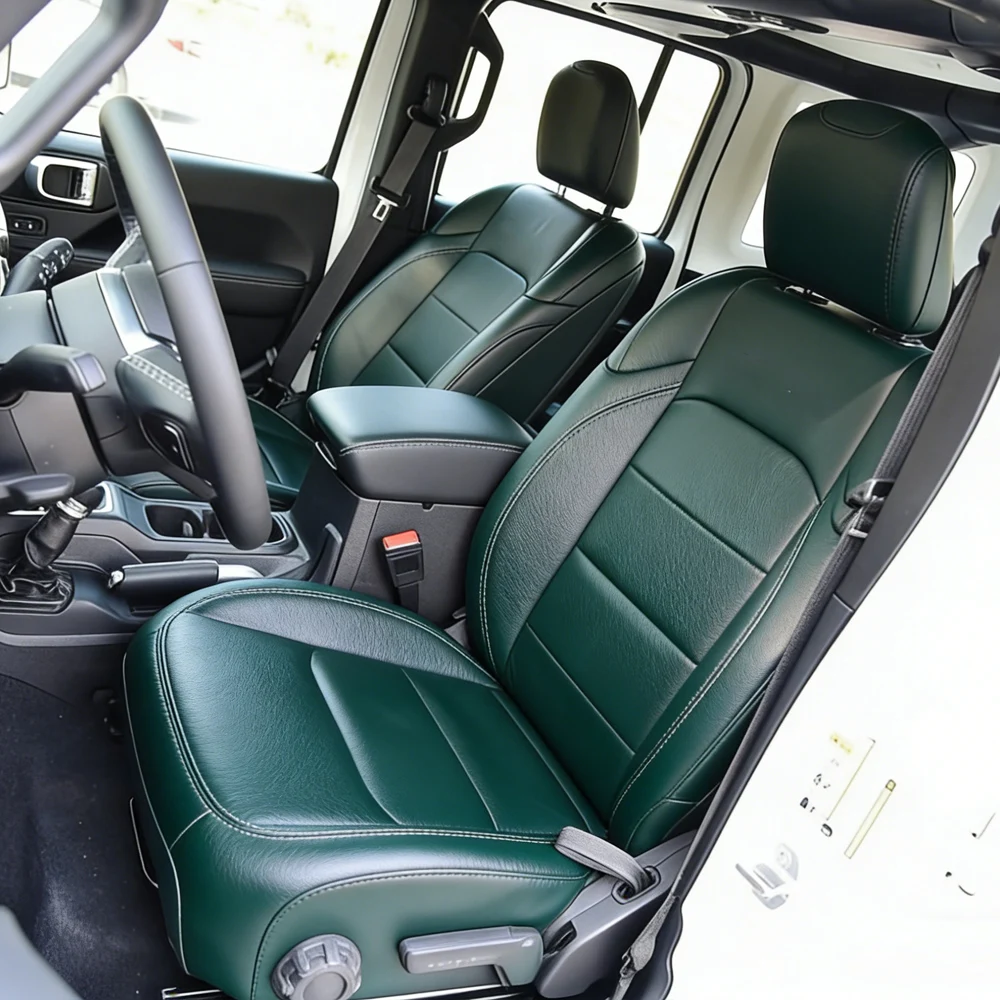 

Car Seat Covers For Jeep Wrangler 2 Door JL 2018 2019 2020 2021 2022 Full Set Car Seat Cover PU Leather Cushion Protective Pad