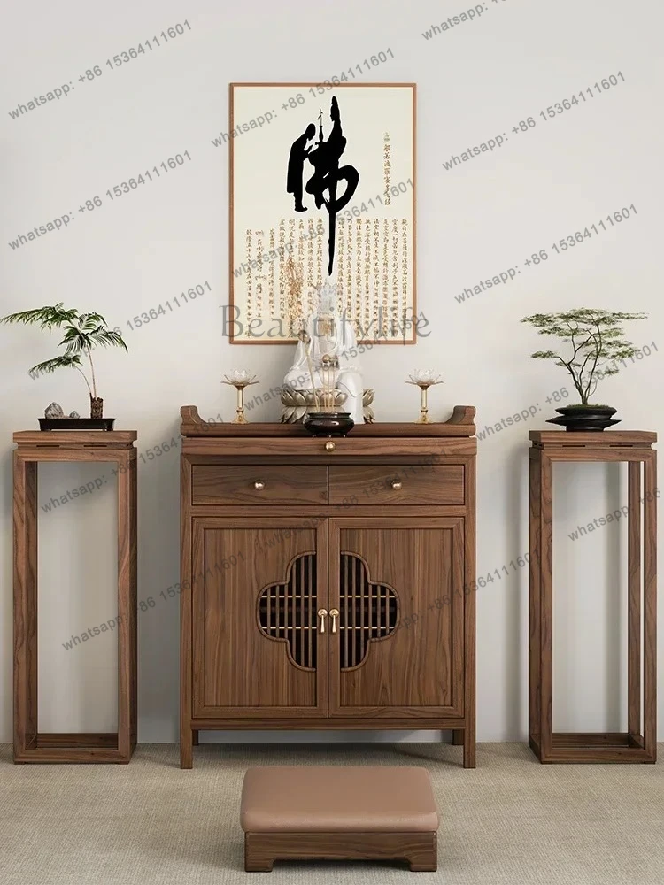 black walnut solid wood offering table, incense table for household use, Buddhist table for Buddhist hall