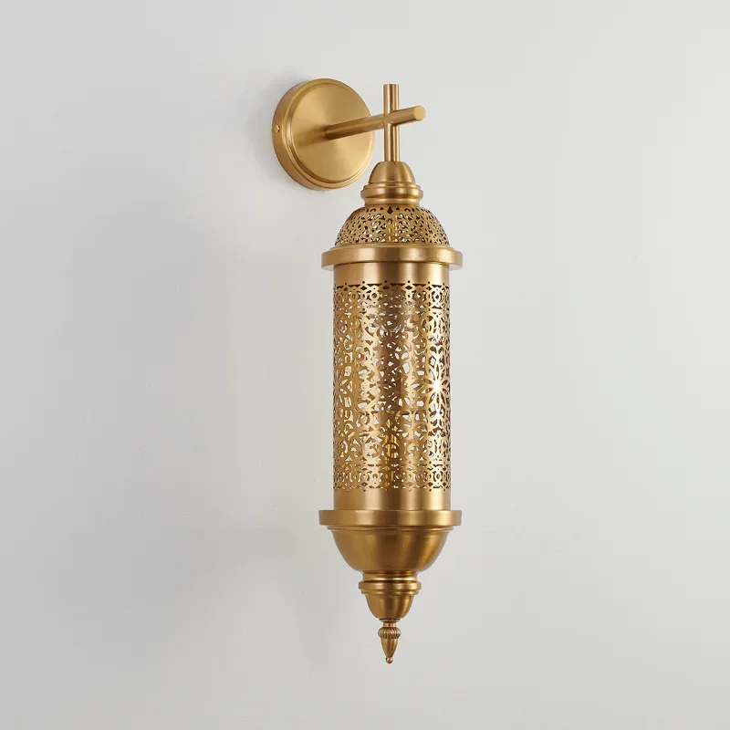 Retro Vintage Moroccan Hollow Carved Wall Lamps Gold Lustre LED E27 Decorative Wall Mounted Villa Restaurant Hotel Bar Homestay