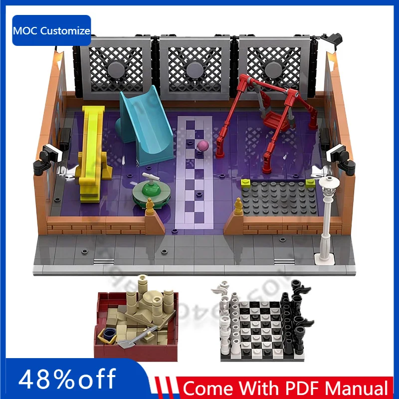 

1092 PCS City Street City Play - Playground - 32x32 Baseplate MOC Customize Modular Building Block Design DIY Toy Birthday Gift