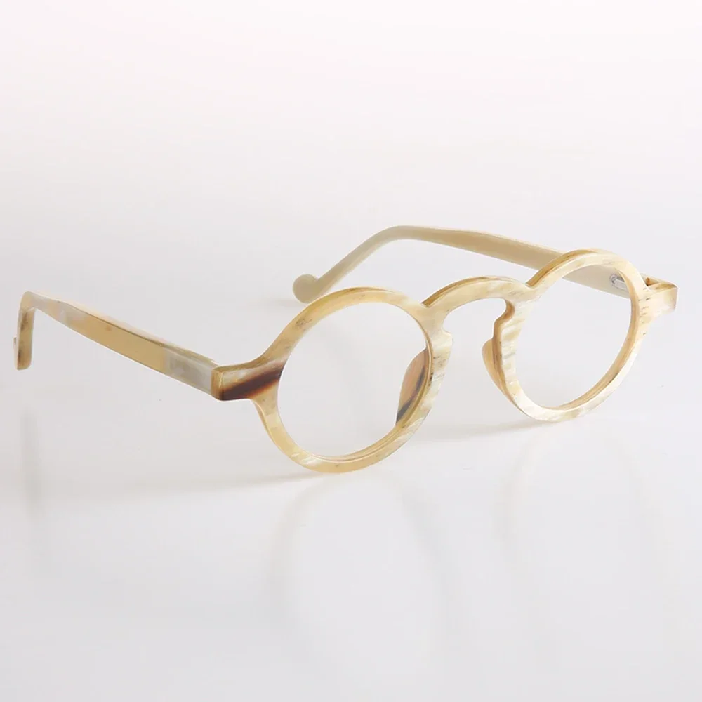 Eyeglass Frames Unique Clear Round Vinatge Prescription Man Glasses Frames Handmade White Horn Reading Optical Lenses Eyewear