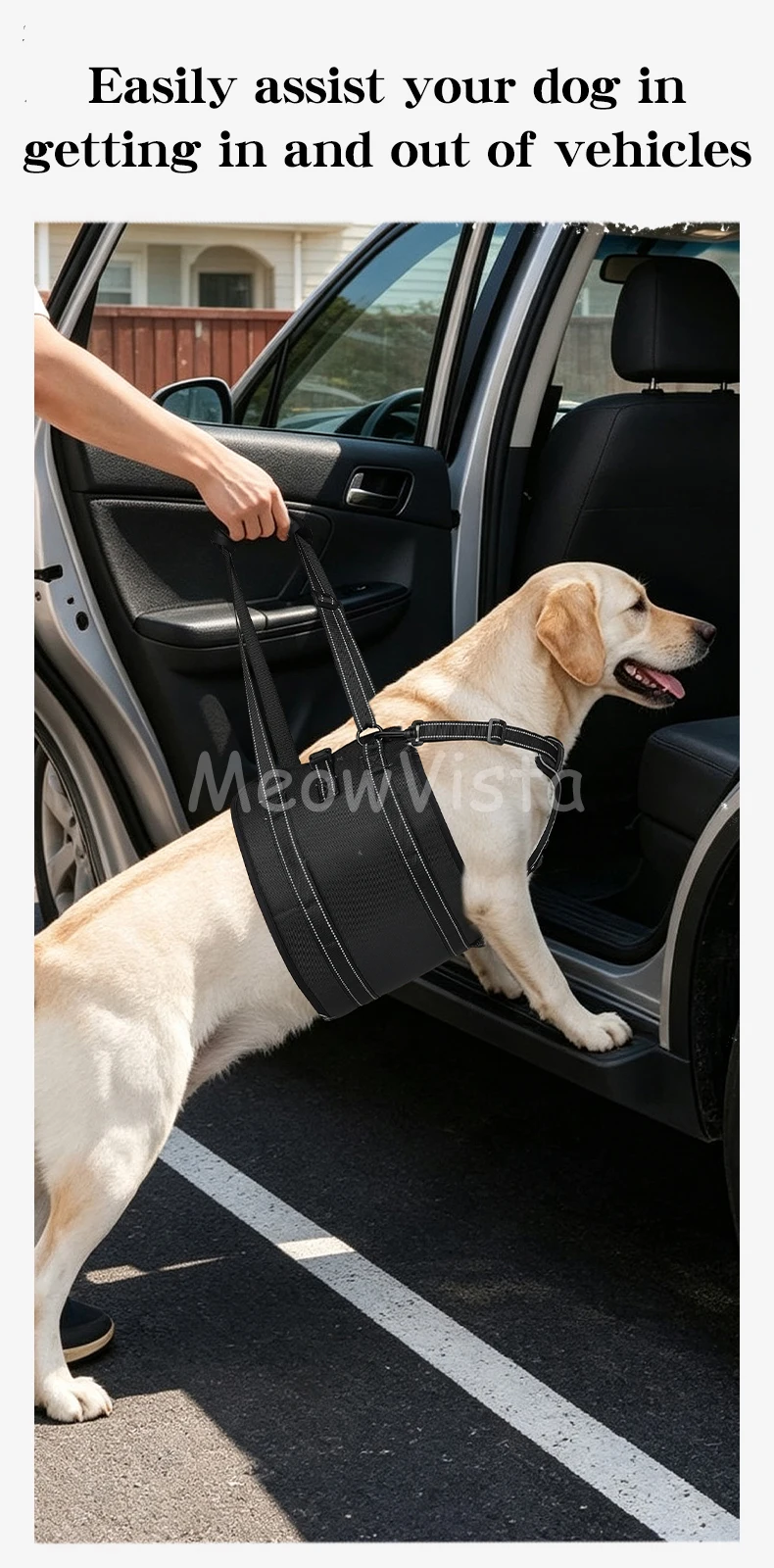 Dog Lift Harness Adjustable Reflective Rehabilitation Support Sling Mobility Aid for Old Injured Medium Large Dog Walking Assist