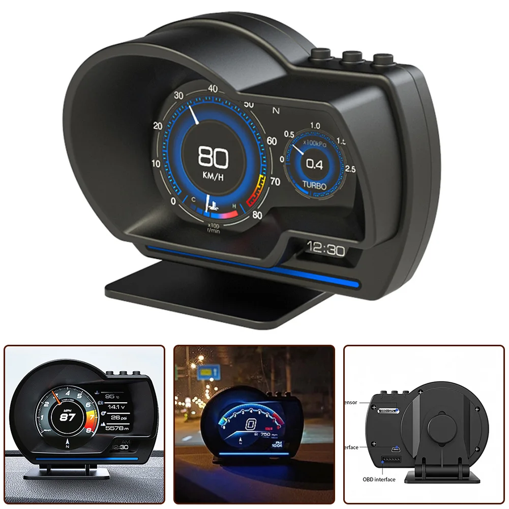 

Car OBD2 GPS Multi-function Gauge Head-Up Display HUD Speedometer RPM Oil Temp Direct Installation Car Accessories