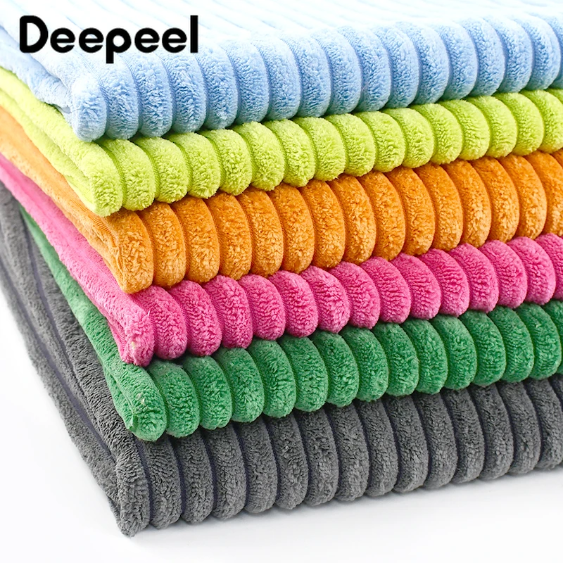 

50/100*150cm Deepeel Striped Corduroy Fabric Sofa Pillows Sweater Clothes Knitted Handmade Nylon Cloth Home Textiles Accessories