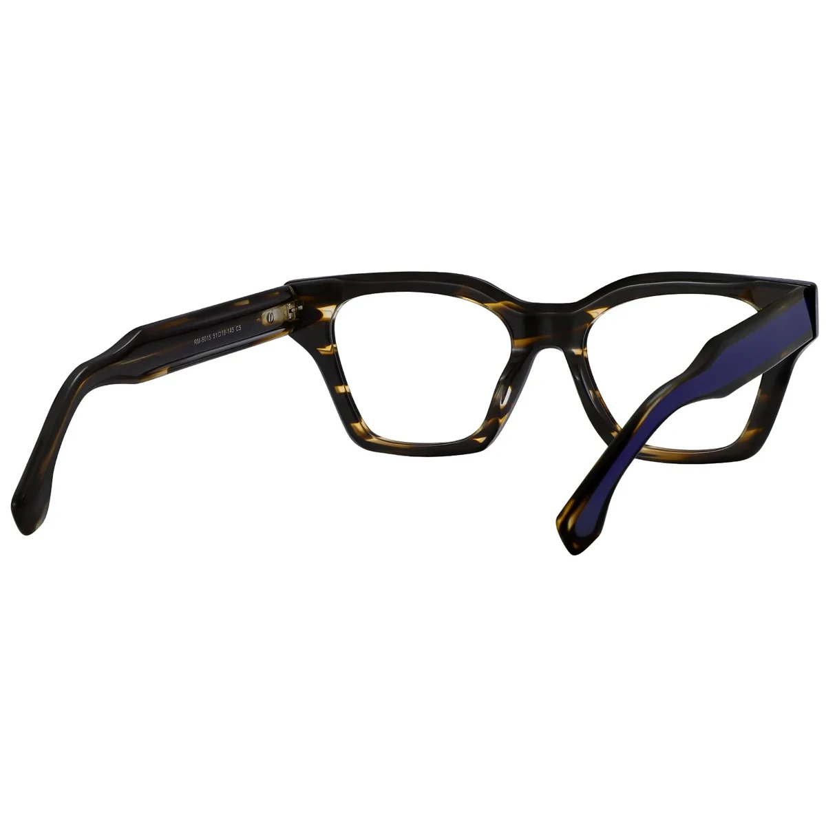 FYTOO Retro Color Block Artistic Tortoiseshell Royal Blue Square Glasses Unisex,Surprise Gift Durable Acetate,Fits Daily Outfits