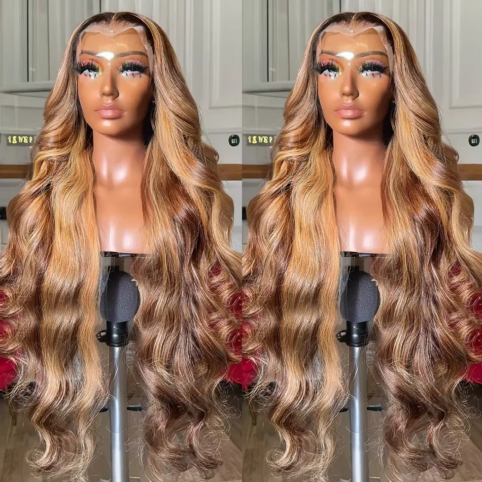 200% P4/27 Highlight Wig Human Hair 13x4 HD Body Wave Lace Front Wig 13x6 Colored Transparent Lace Frontal Wig Preplucked