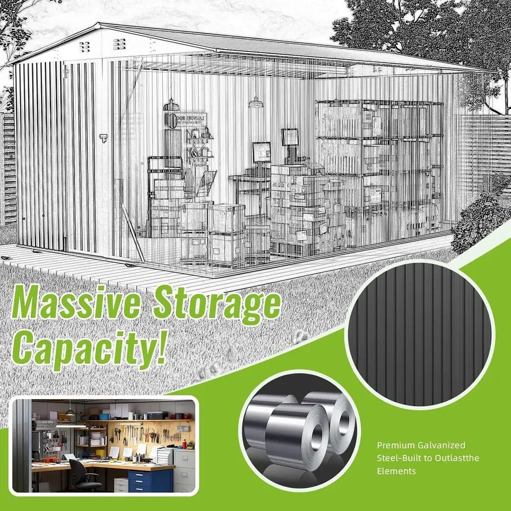 Durable Metal Outdoor Storage Shed - Lockable, Waterproof for Tools, Equipment, Ideal for Garden, Patio, Lawn view 4