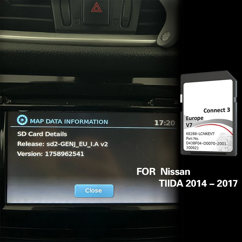 

For Nissan TIIDA 2014 2017 SD Connect3 V7 Europe UK Latvia Map Card Navigation GPS Kare