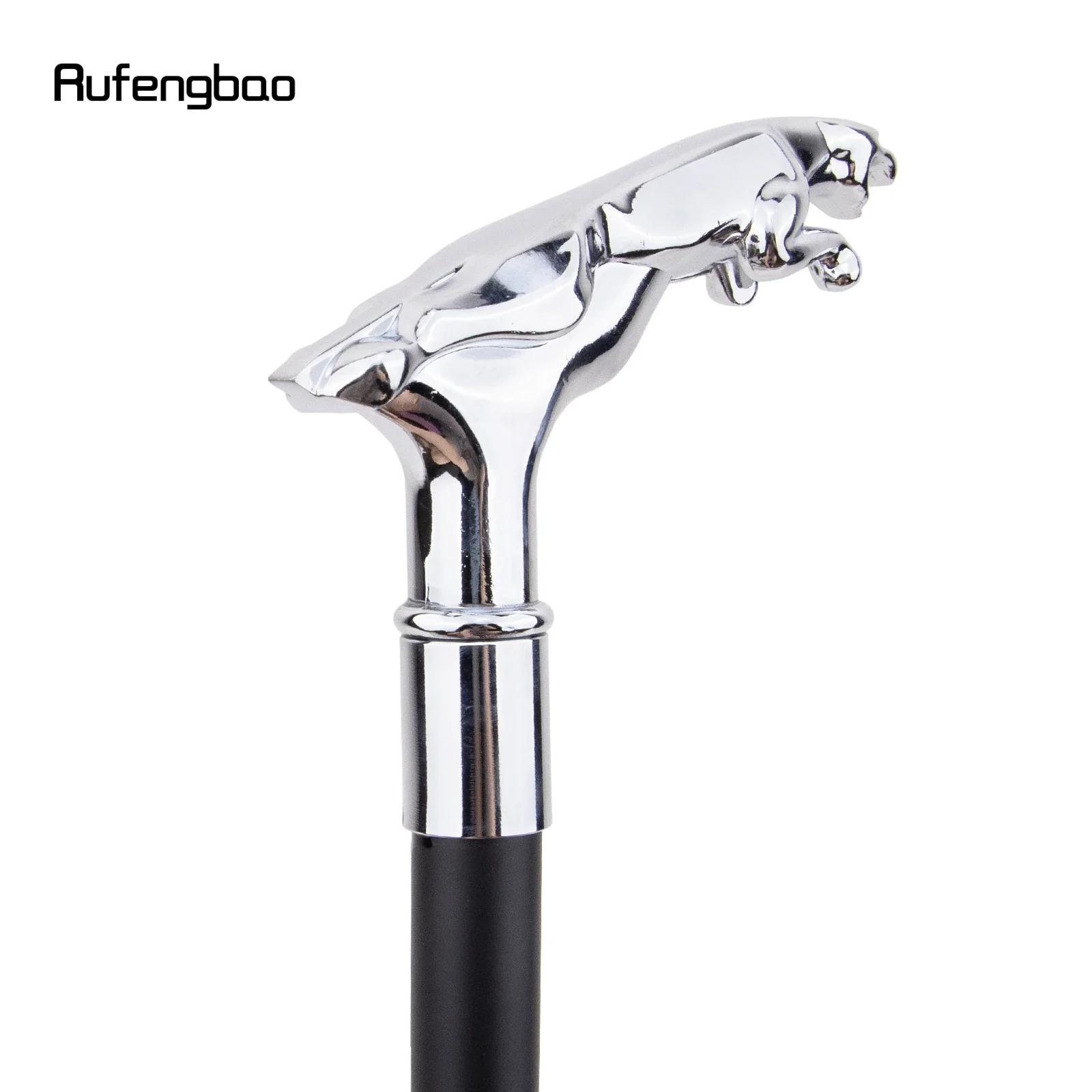 عصا مشي عصرية فضية فاخرة على شكل الفهد للحفلات، عصا مشي أنيقة بمقبض كروسير 93 سم