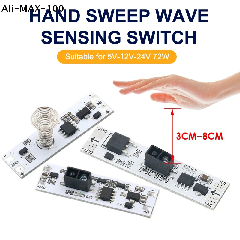 

【Rw】1Pcs Short Distance Scan Sweep Hand Sensor DC 5V-24V 3A Hand Sweep Switch Module LED Dimming Control Lamps Active Components