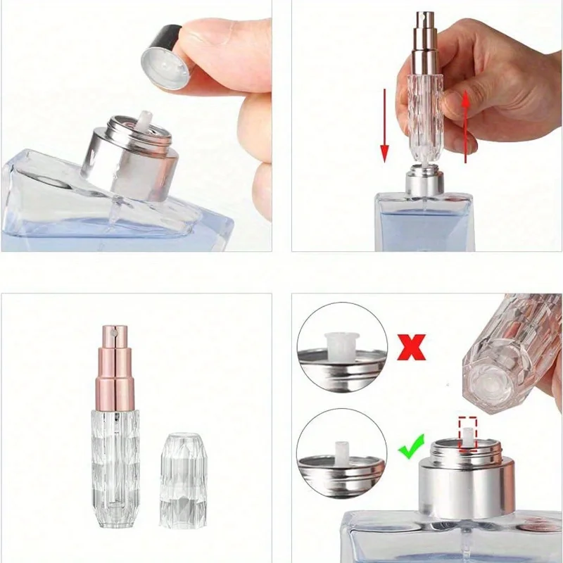 Mini botella pulverizadora de Perfume recargable portátil, pulverizador de tamaño de viaje, artículos esenciales de viaje, organizador de viaje, playa, verano, regreso a la escuela