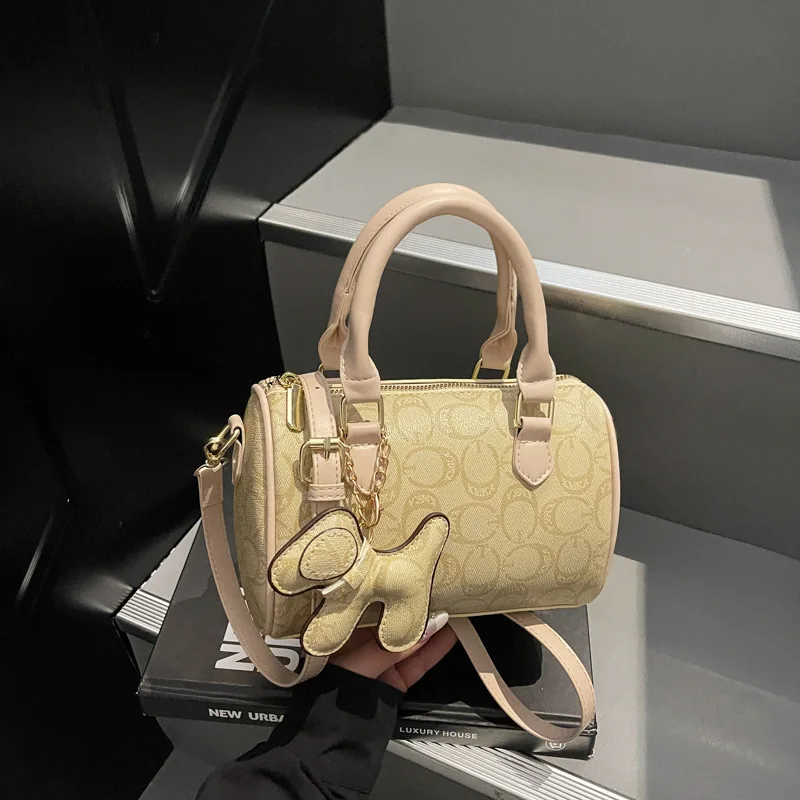 

​​Cloud Pillow Cylinder Tote Women Pebbled Leather Shoulder Bag Commuter Essential Coffee Run Ready Minimalist Chic​​