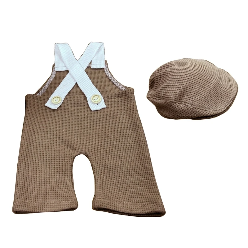 0-1M Newborn Photography Clothes Baby Girl Boy Duckbill Hat with Strap Pants Infant Photography Props Studio Accessory