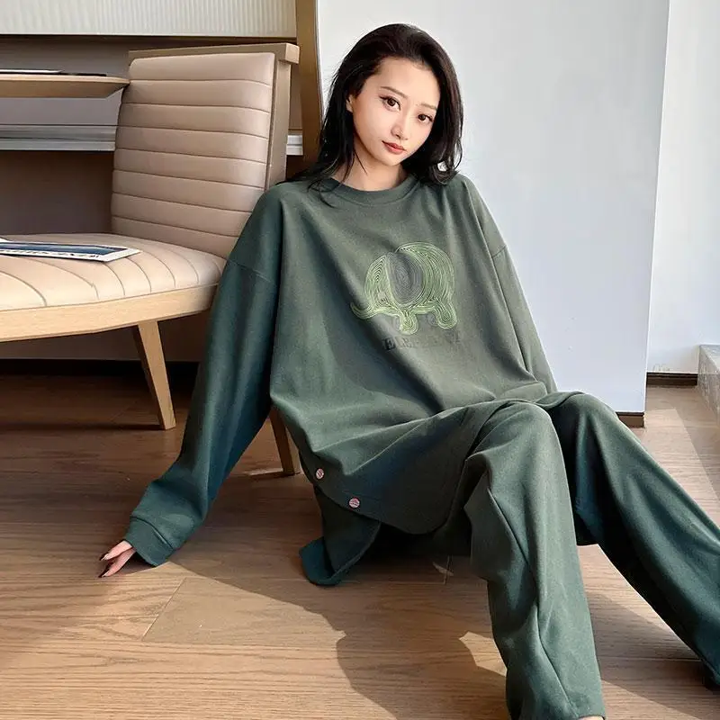 Plus Size 5XL 150KG Autumn Winter Women\'s Pajamas Set Long Sleeve Sleepwear for Sleeping Sets Pajamas for Women Fleece Sleepwear