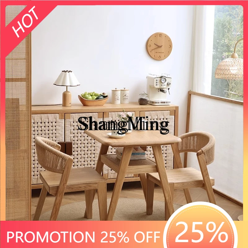 CL wood balcony hugging tables and chairs small apartment simple stackable storage small tea table