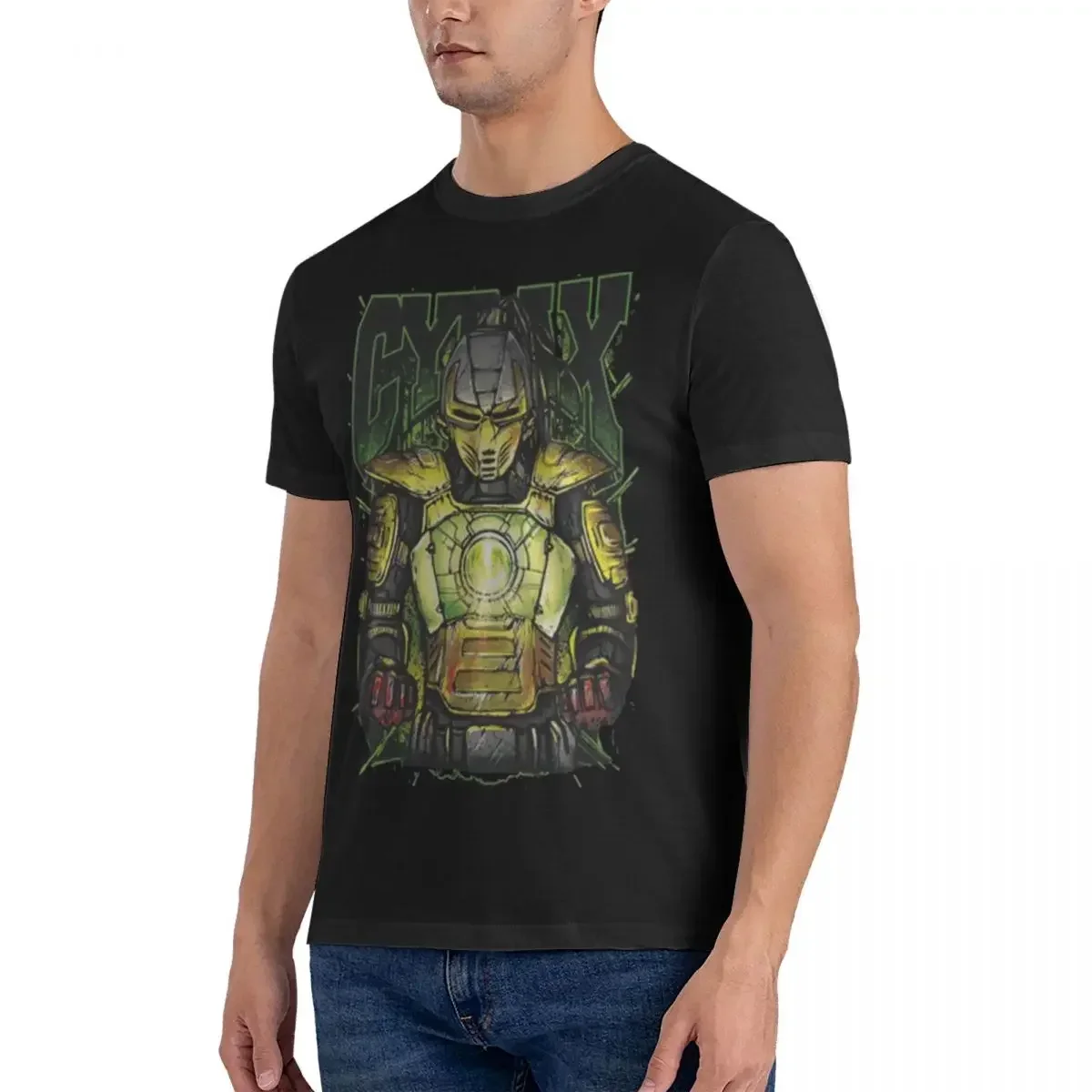 Cyrax T-Shirts Men Mortal Kombat Mk Games Leisure Cotton Tees O Neck Short Sleeve T Shirt Graphic Printed Clothing