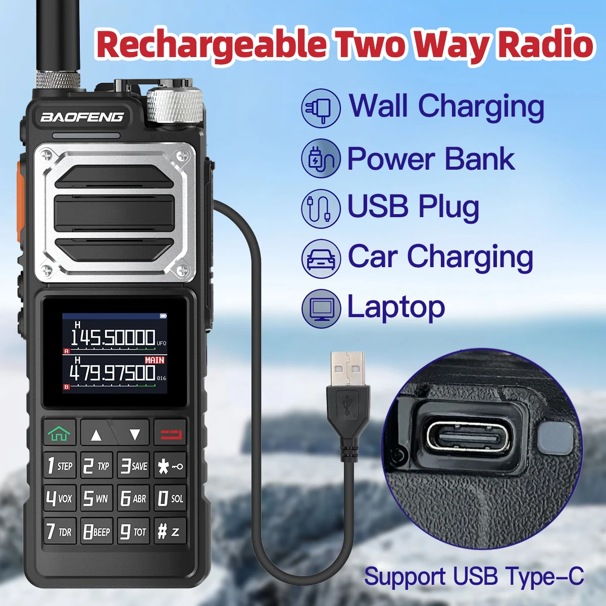 Baofeng UV-25M  Walkie Talkie Wireless Copy Frequency  AM Long Range Air Band UHF VHF 999CH NOAA Type-C Charger mobile Ham Radio