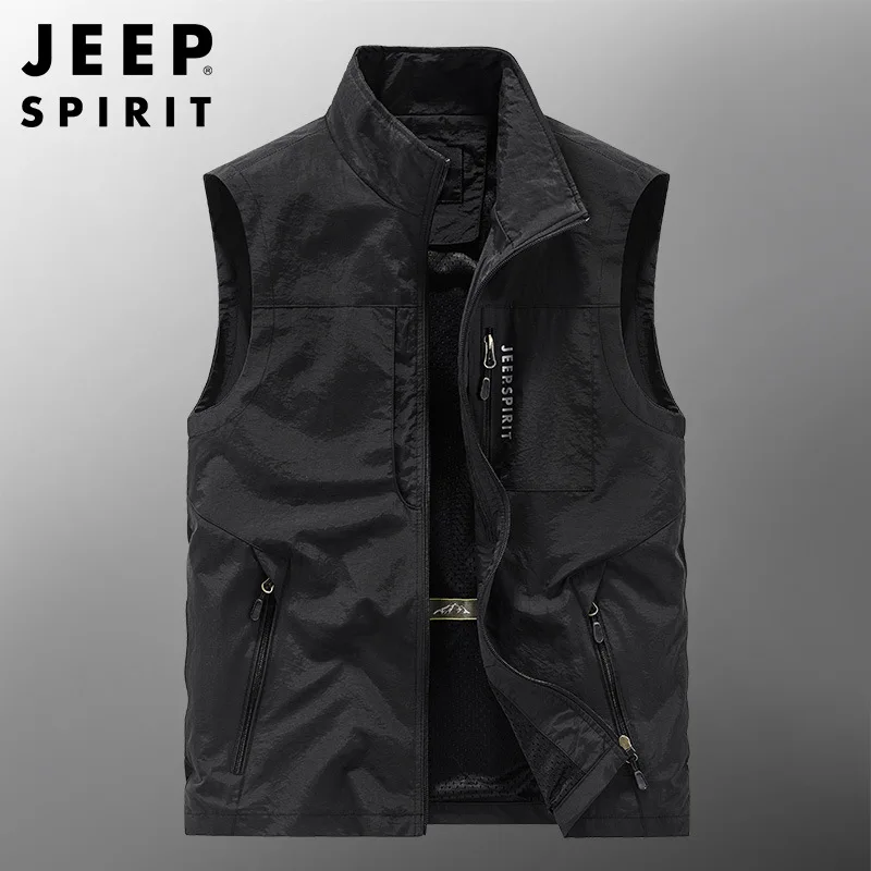 JEEP SPIRIT men fashion multi-bag stand-up collar gilet larghi youth outdoor camping casual sports comoda giacca traspirante