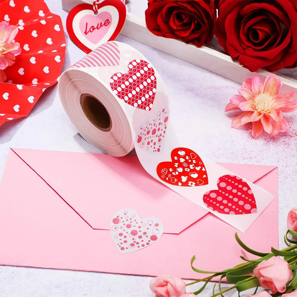 

Heart Shaped Stickers 2 Rolls Valentines Day Gift Sealing Labels Heart Pattern Adhesive Decor Cookies Bags
