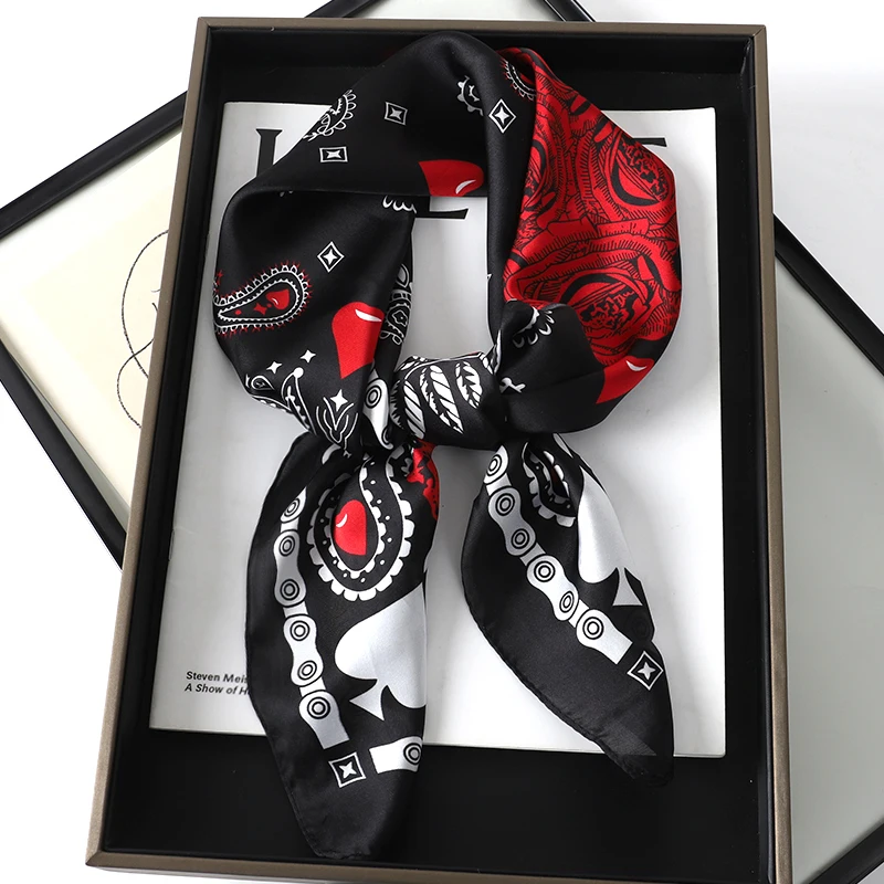 

Luxury Brand Silk Shawl Square Scarf For Women Satin Hijab Fashion Wraps Neckerchief Female Hair Bands Ribbon Headband Bandana