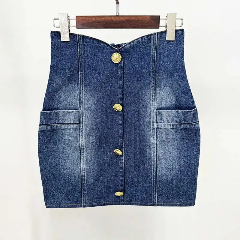 

2025 New Star Fashion Washed Denim Bag Hip High Waist Mini Skirt