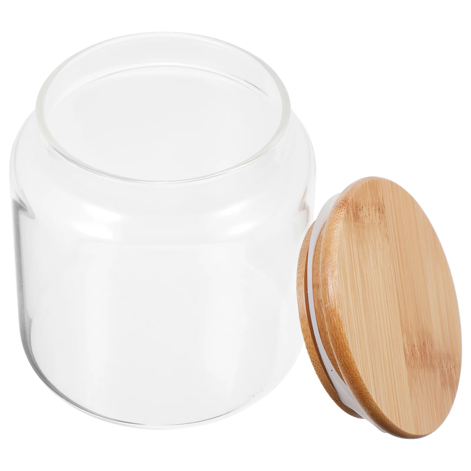 

Storage Tank Glass Jar Cereal Bamboo Food Containers with Lids Kitchen Seasoning