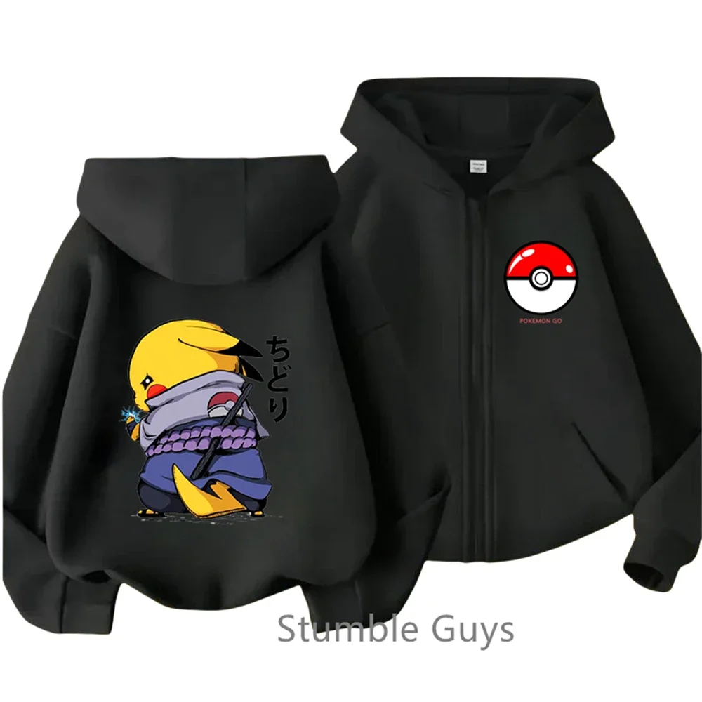 New Fashion Boys Clothes Girls Pokemoned Zipper Hoodies Kids Anime Sonic Long Sleeves Teen Sweatshirt Cartoon Marios Clothing