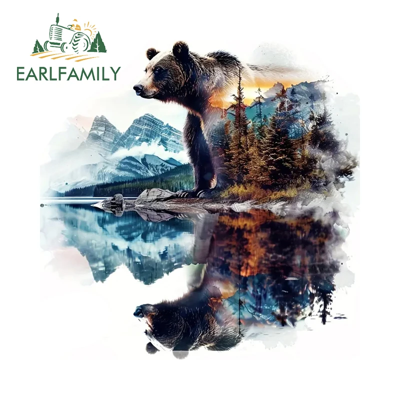 EARLFAMILY Vivid Colorful Fantasy Animals Car Sticker Cool Bear Wolf Fish Silhouette Trunk Decals Waterproof  Bmw Accessories