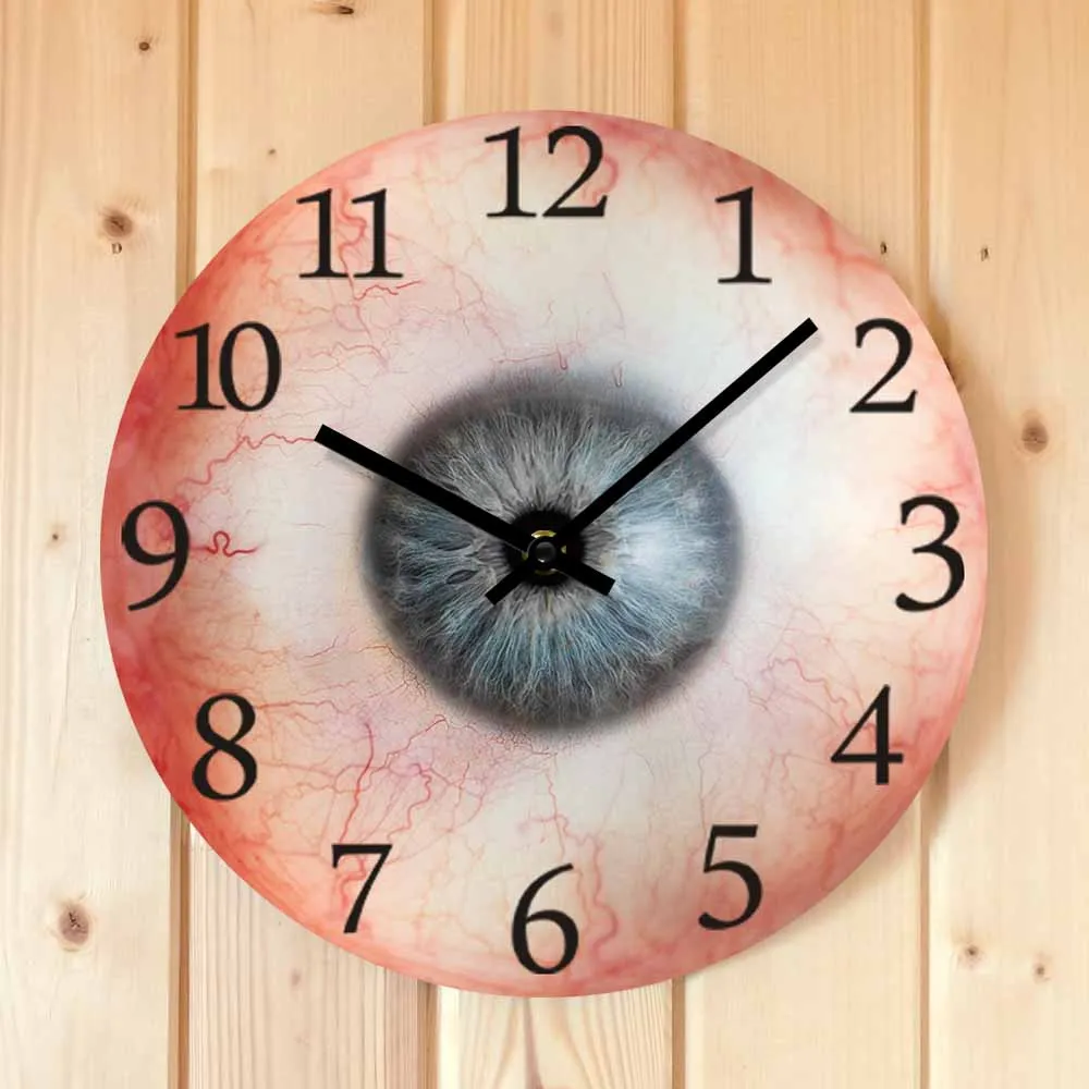 Red Bloodshot Eyeball Decorative Horror Wall Clock Holloween Home Decor Silent Non Ticking Clock Ophthalmology Design Wall Watch