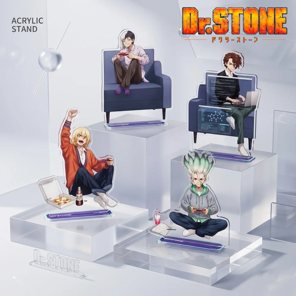 Dr STONE Acrylic Stand Keychain Senku Taiju Gen Ukyo Casual Game Anime Character Merch Fans Gift