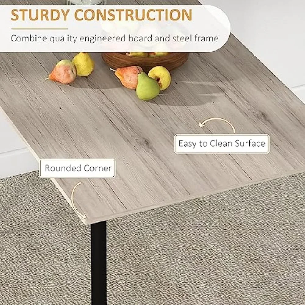 Modern Dining Table Set for 4 5-Piece Kitchen Table Set Rectangular Dining Table and 4 Chairs for Small Space Dinette