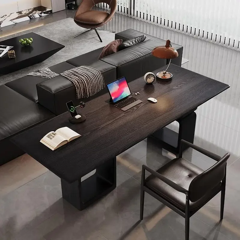 

Modern Minimalist Solid Wood Computer Desk – High-End Home Office Study Table with Ergonomic Design & Cable Management