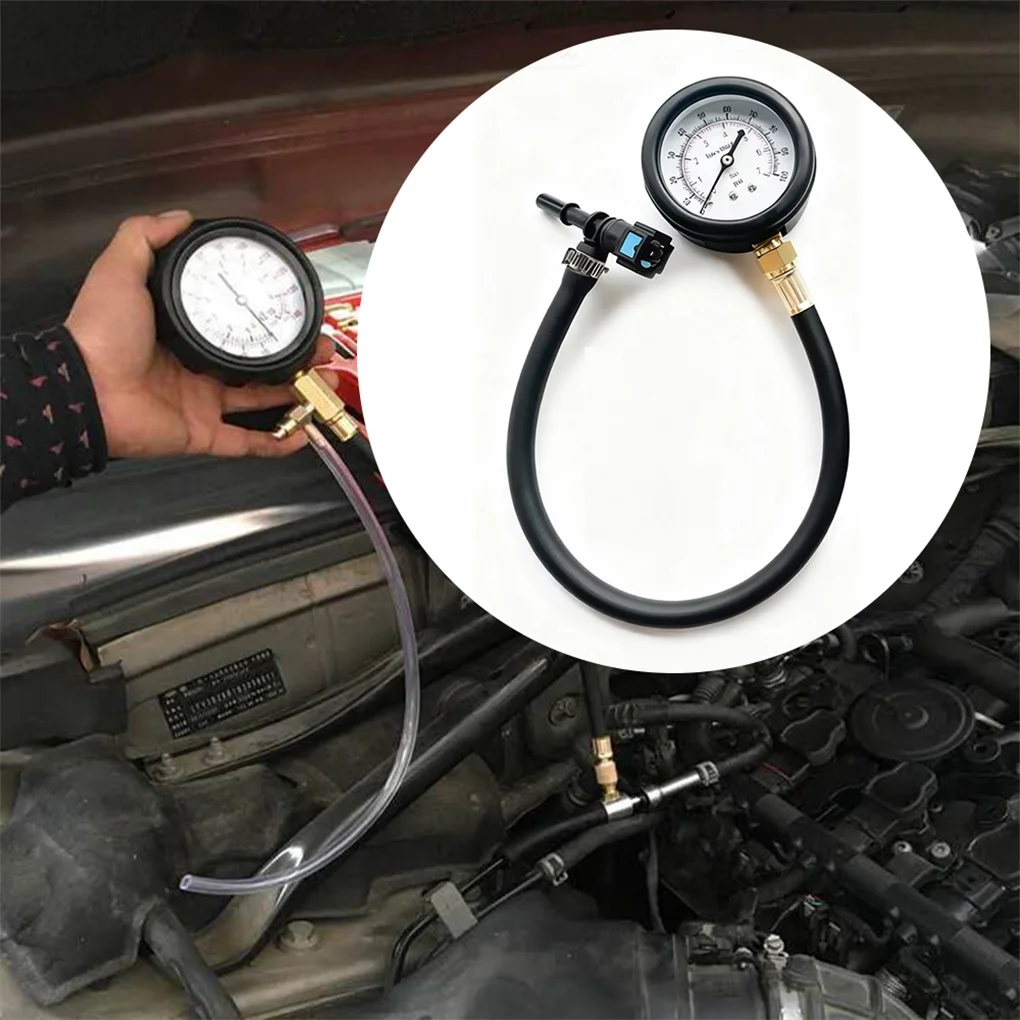 

Комплект для проверки давления топлива Манометр топлива - 0-100PSI Комплект манометра для измерения давления насоса впрыска топлива для автомобиля, мотоцикла, грузовика