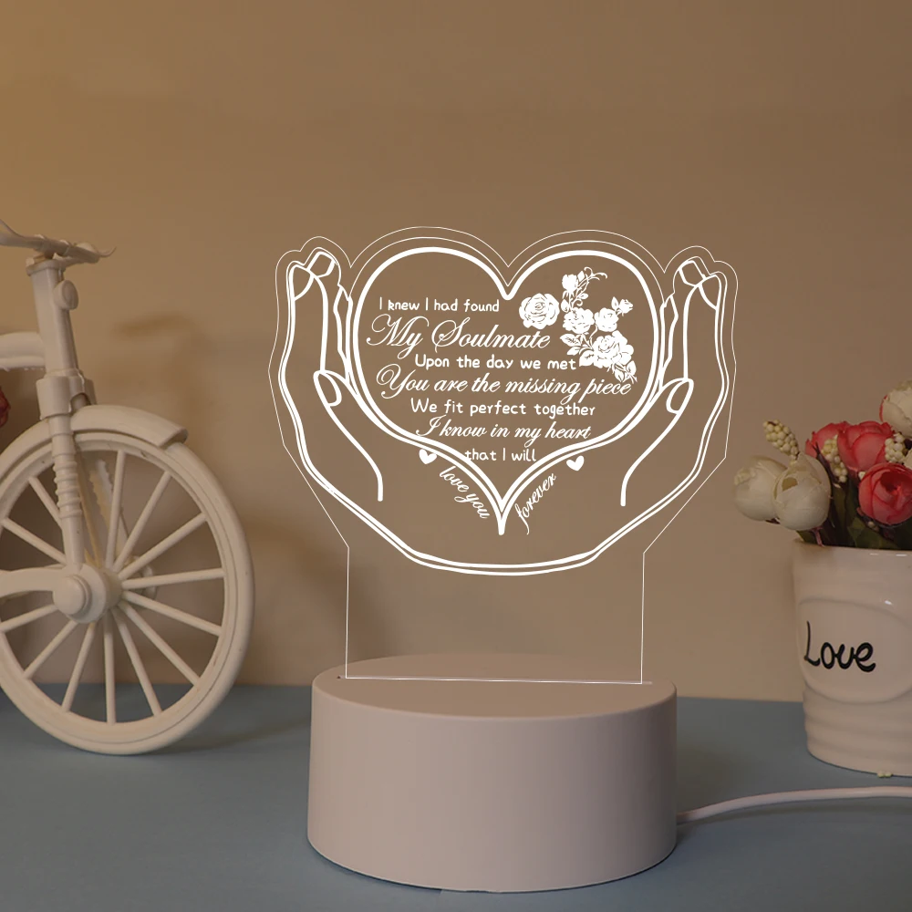 1pc 3D Lamp I Love You Acrylic LED Night Light, Romantic Love Decorative Table Lamp Valentine\'s Day Sweetheart Wife\'s Gift