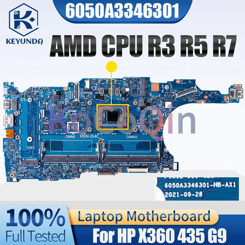 Per scheda madre del notebook HP X360 435 G9 6050A 3346301   Scheda madre per laptop CPU R3 R5 R7 AMD completamente testata al 100%.