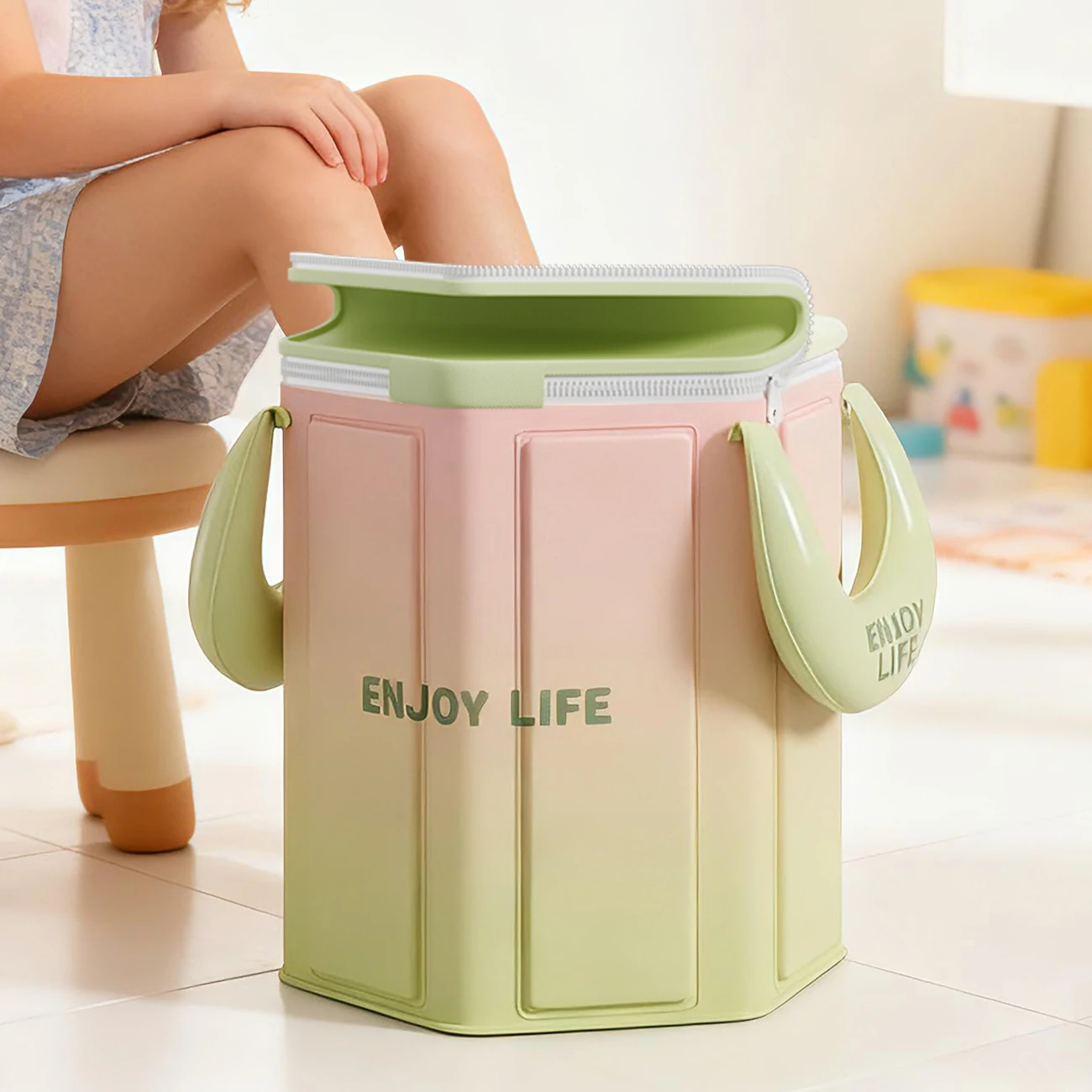 1PC Collapsible Foot Bath Bucket with Handles, Multifunctional Portable Foldable Tub for Travel Camping Home Pedicure Spa