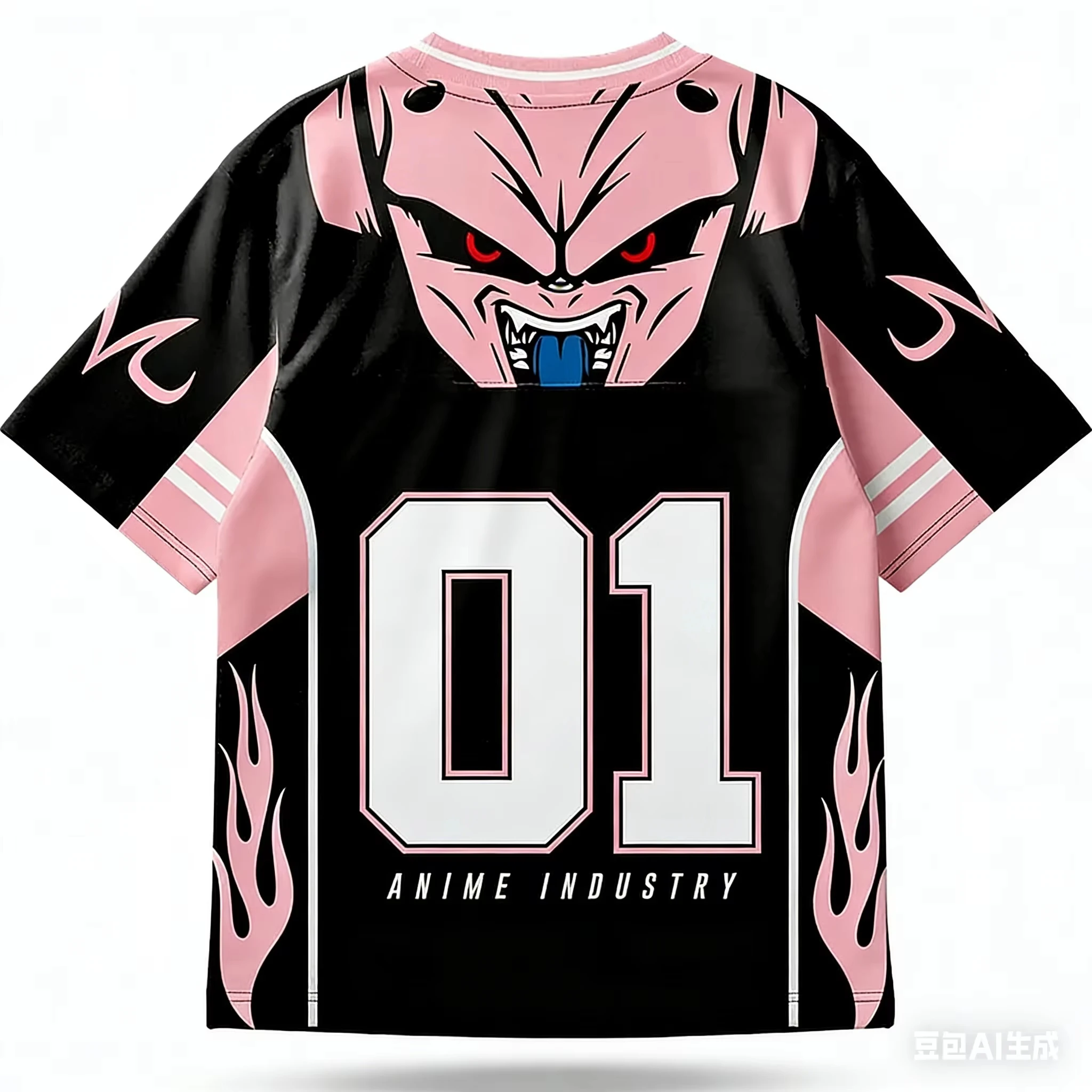 Dragon Ball Majin Boo European and American Style Summer Anime Casual Sports T-shirt Suitable for Both Men and Women