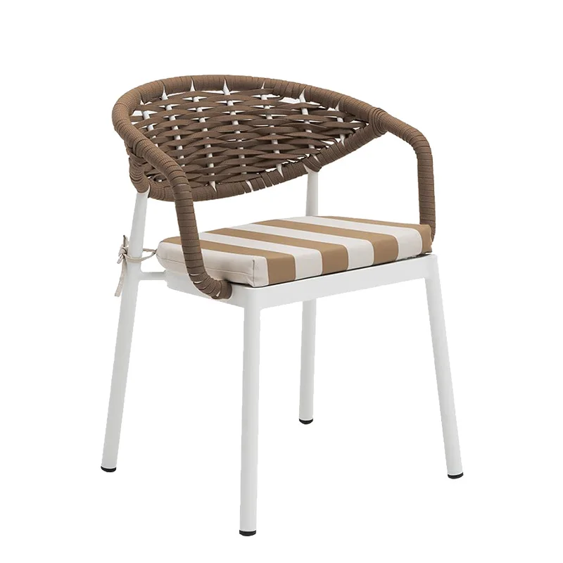 في الهواء الطلق الحديثة كرسي بسيط الشريط الروطان فيلا حديقة الإقامة المنزلية شرفة فناء الترفيه غير نافذ للمطر واقية من الشمس الطعام كرسي #5