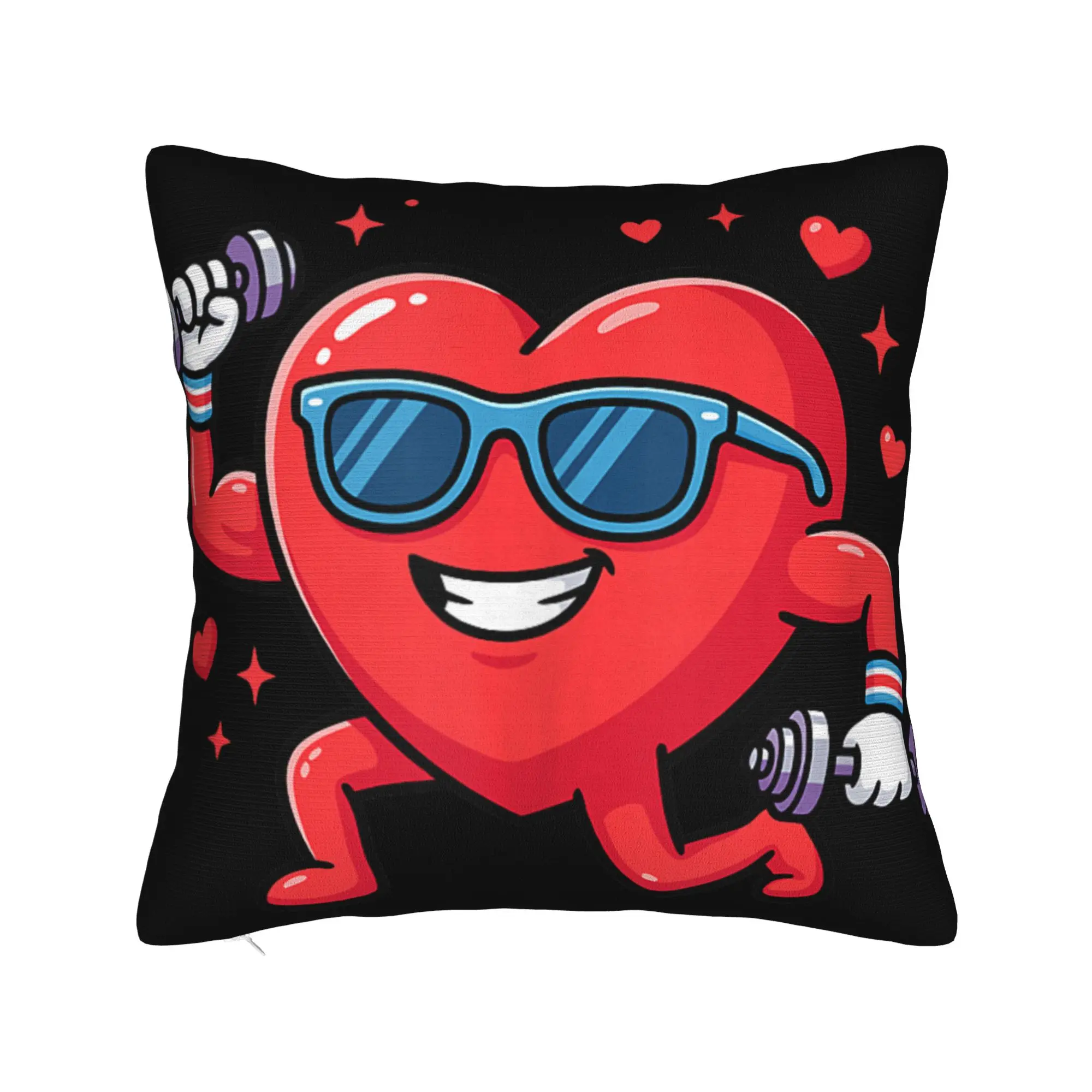 Valentine Lifting Heart Gym Funny Workout Pillow Case  Comfy Pillow Cover For Sofa Couch Bed Living Room Novelty Pillowcases