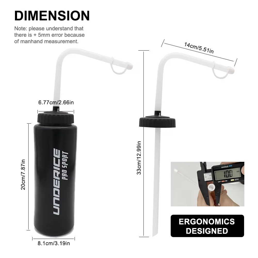 Botella de agua de Hockey sobre hielo UNDERICE, juego de 5 uds., botella de agua deportiva sin BPA, boca larga/tubo doblado/accesorios de Hockey de boca corta