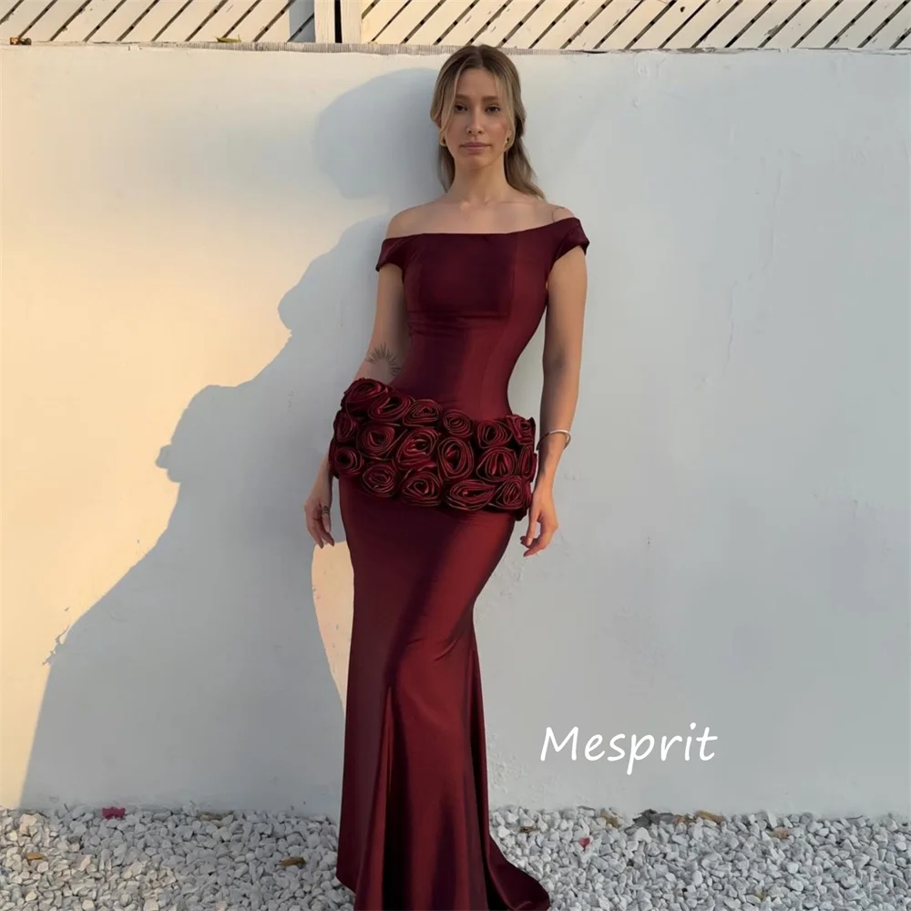 Robes longues personnalisées de haute qualité, plis à fleurs faites à la main, trompette, épaules dénudées, occasions sur mesure, Style chinois