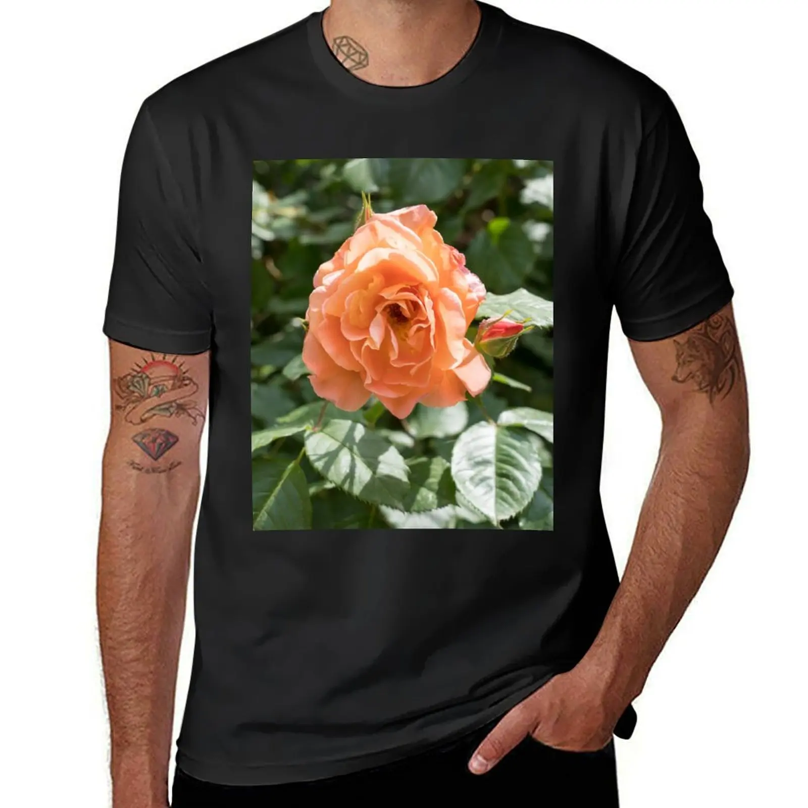 

Peach-colored Allure - Fragrant Rose in Full Bloom T-Shirt shirts graphic tees oversized vintage tshirts for men