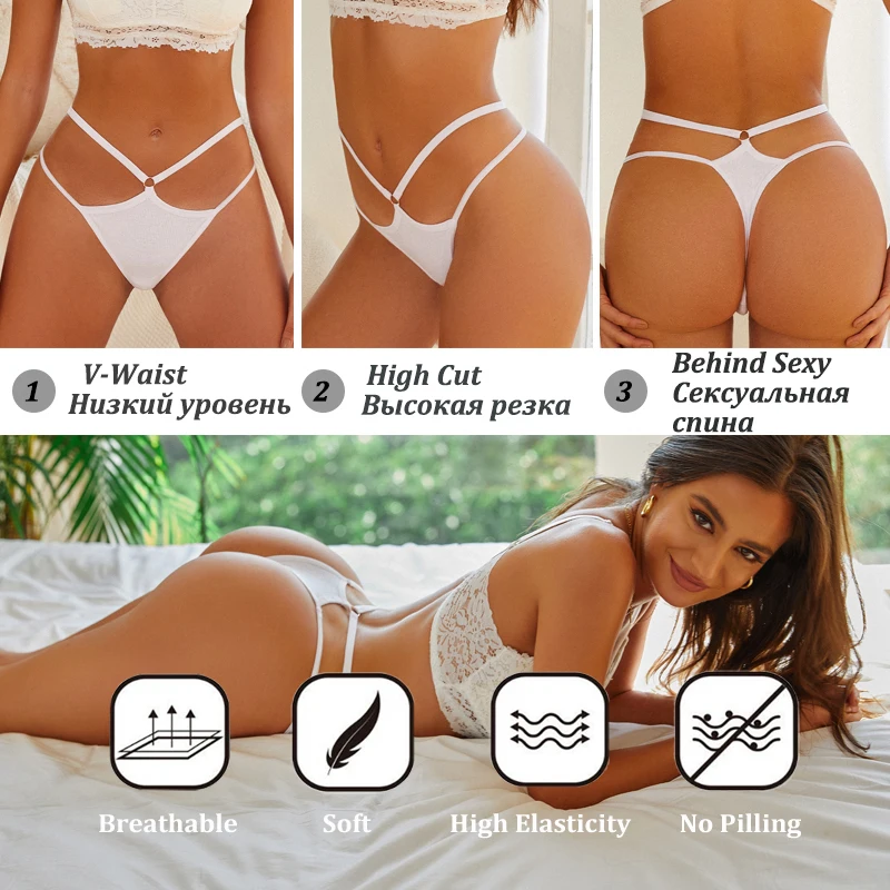 Calcinhas de algodão sexy para mulheres, dois cintos, oco fio dental, tangas respiráveis, roupa interior monocromática, lingerie feminina, S-XL, 1pc