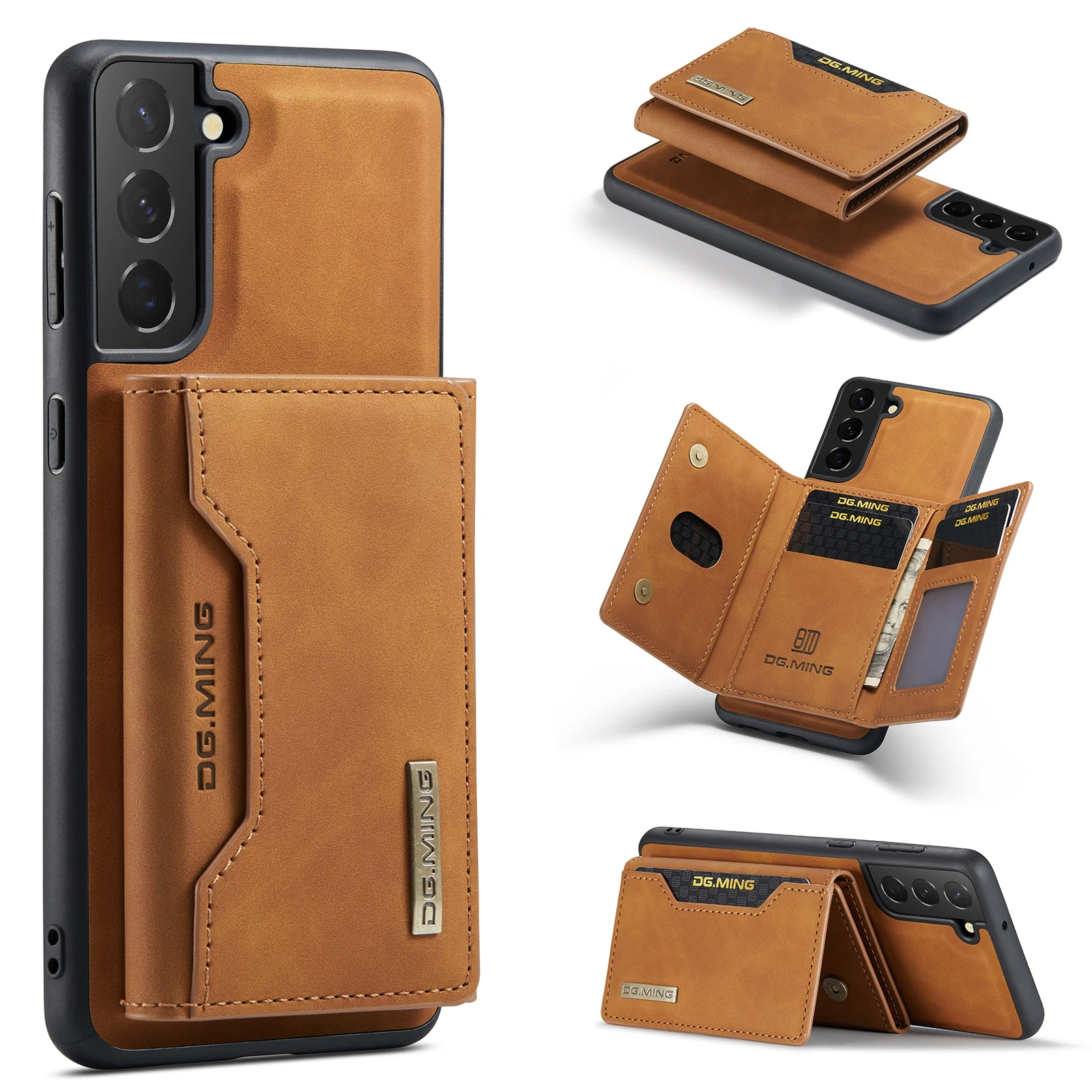 DG MING For Samsung Z Fold6/5/4/3 S22 S24 S23 Ultra/S22 S23 S24 S25 Plus/Ultra Detachable Leather Wallet Case 8-Card Cash Slots