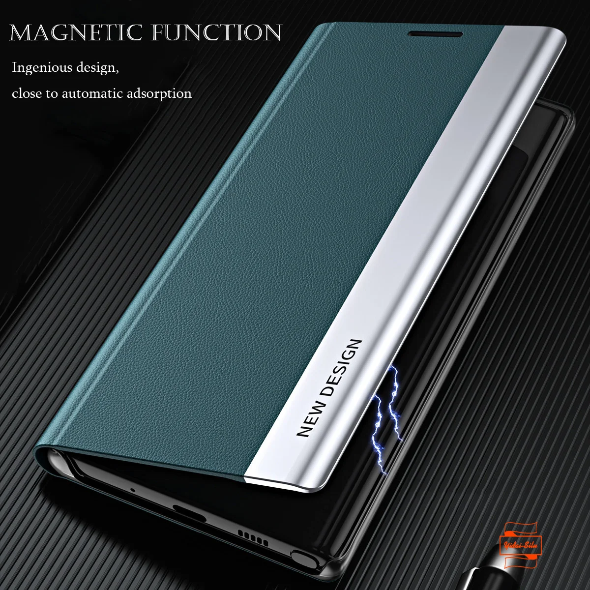 Yidai-Silu Flip Case Magnetic Kickstand Function Leather Shockproof Kickstand Phone Folio Cover for Samsung S23 22 21 20 Ultra